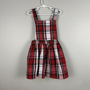 Tommy Bahama Pinafore Dress Girls Size 5 Plaid Red Chirstmas Holiday Medium